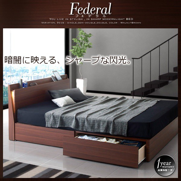 スリムデザイン収納ベッド【Federal】フェデラル