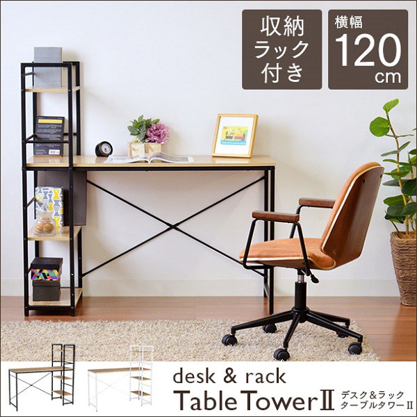 【ホームオフィス】幅120cm スチールフレーム 「デスク タワー120II」